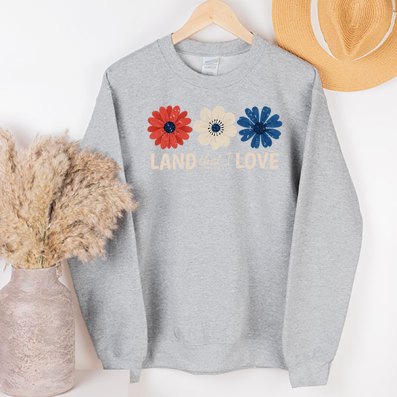 Patriotic Daisy Trio Land That I Love Transfer - T-SHIRT SIZE