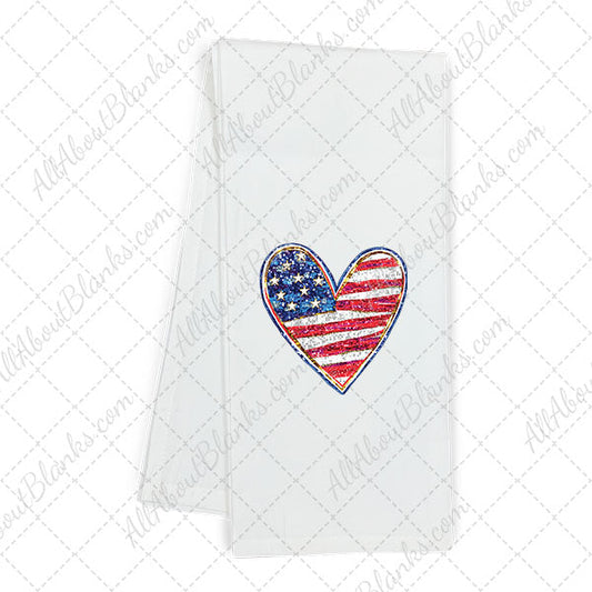 Patriotic Faux Sequin Heart DTF Transfer