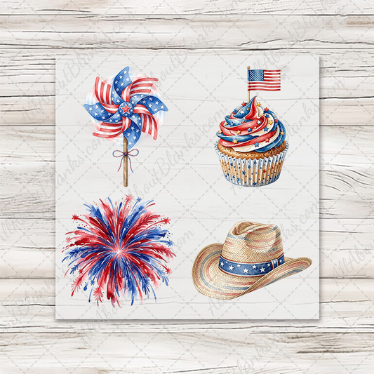 Patriotic Watercolor 1 - COCKTAIL NAPKIN SIZE