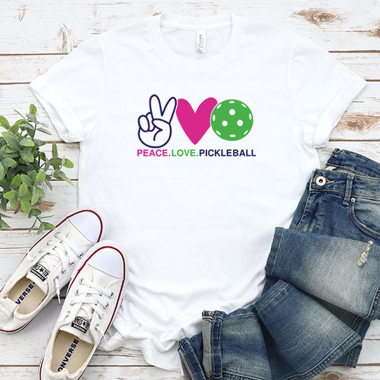 Peace Love Pickleball DTF Transfer - T-SHIRT SIZE