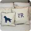 Canvas Pillow Cover With Navy Trim