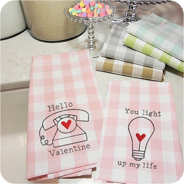 Valentines Pastel Buffalo Check Kitchen Towels