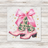 Pink Holiday Cowgirl Boots DTF Transfer