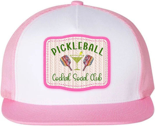 Pickleball Social Cocktail Club DTF Transfer - TRUCKER HAT SIZE