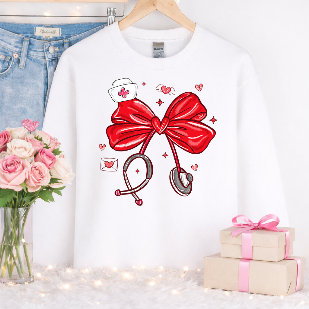 Preppy Coquette Nurse Bow Transfer