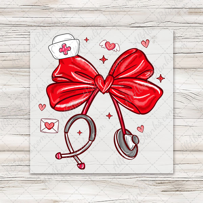 Preppy Coquette Nurse Bow Transfer