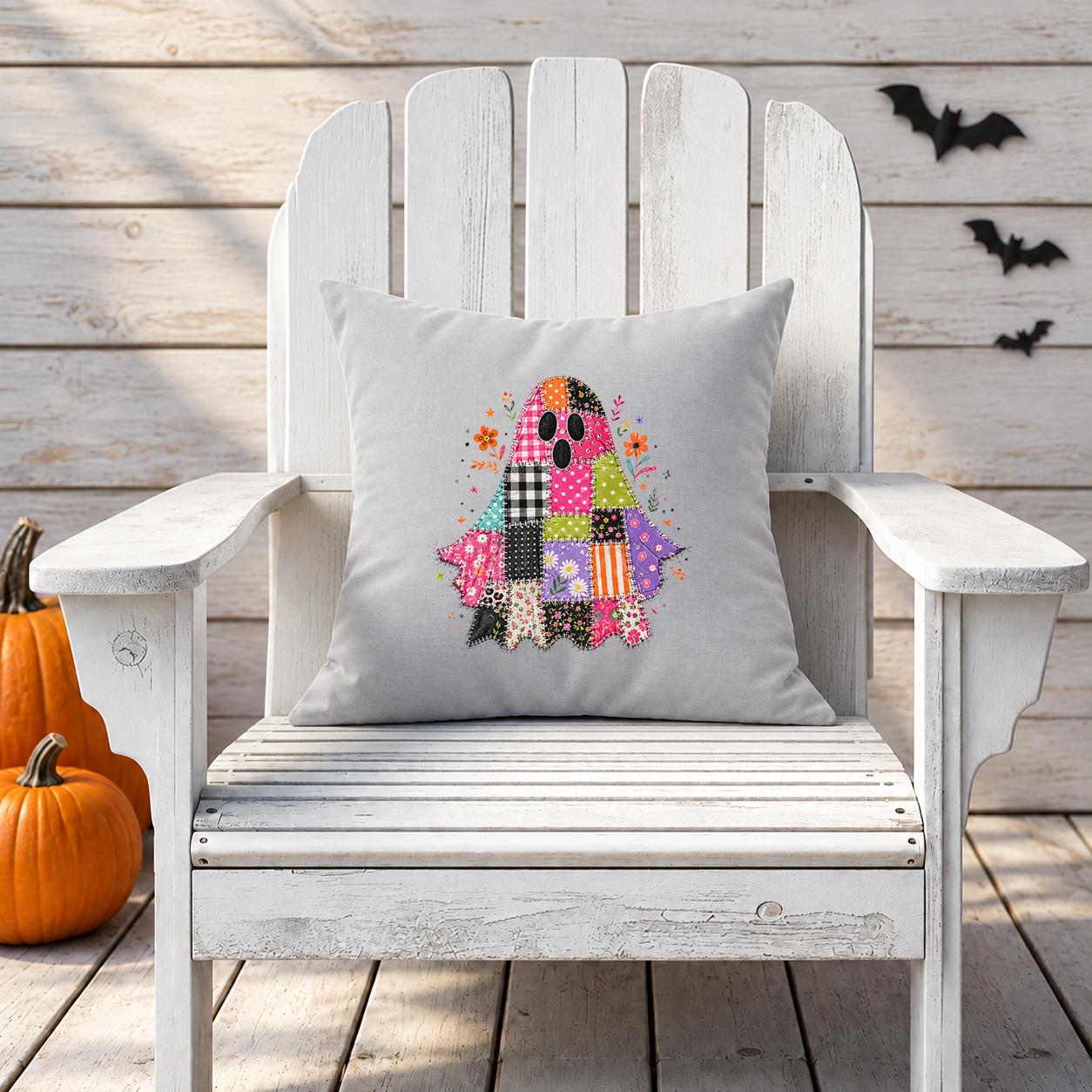 Preppy Patchwork Halloween Ghost Transfer
