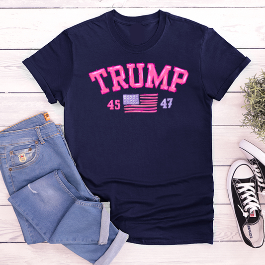 Preppy Pink Trump Sparkle Flag DTF Transfer - T-SHIRT SIZE