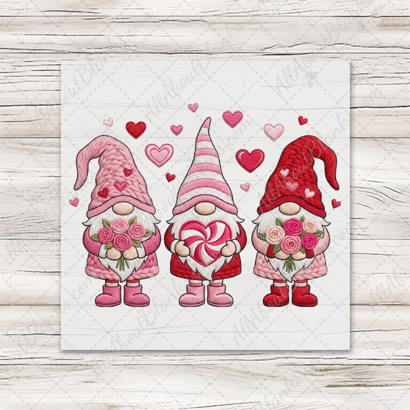 Preppy Valentines Gnome Trio Transfer