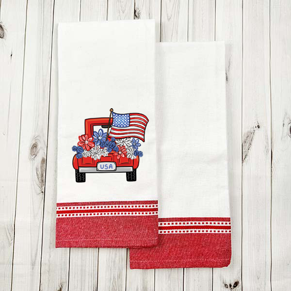 Red Dobby Border Kitchen Towel