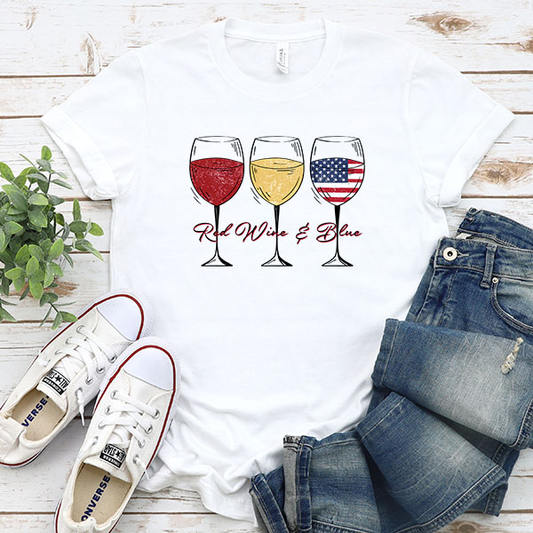 Red Wine & Blue DTF Transfer - T-SHIRT SIZE