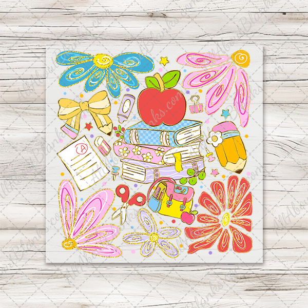 Retro Flowers Teacher Transfer - T-SHIRT SIZE
