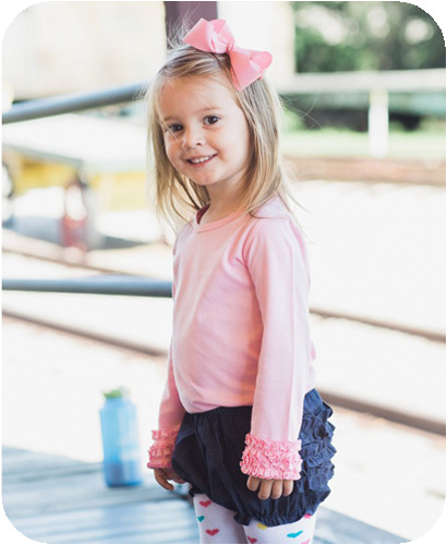 Blank Pink Ruffled Sleeve Tee