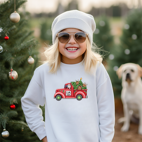 Santa in a Red Truck Transfer - T-SHIRT SIZE