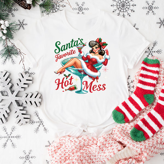Santas Favorite Hot Mess Transfer - T-SHIRT SIZE