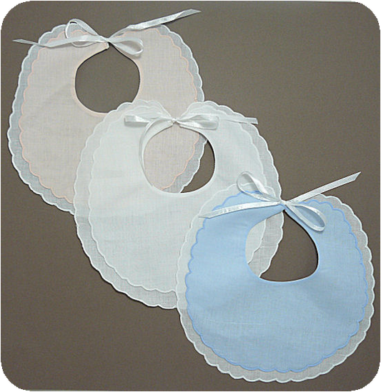 Scalloped Edge Linen Baby Bib