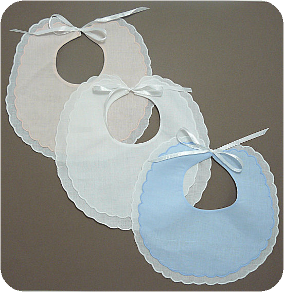 Scalloped Edge Linen Baby Bib