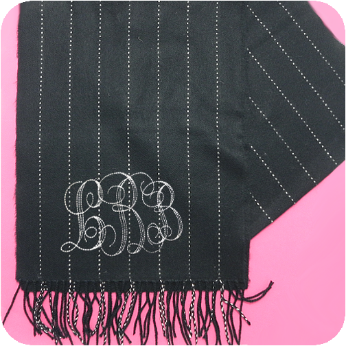 Cashmere Scarf - Black with Taupe Pin Dot