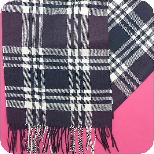 Cashmere Scarf - Eggplant Burberry Plaid