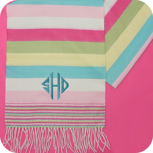 Cashmere Scarf - Funky Pastel Stripe