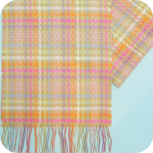 Cashmere Scarf - Pastel Sherbet Birdseye Plaid