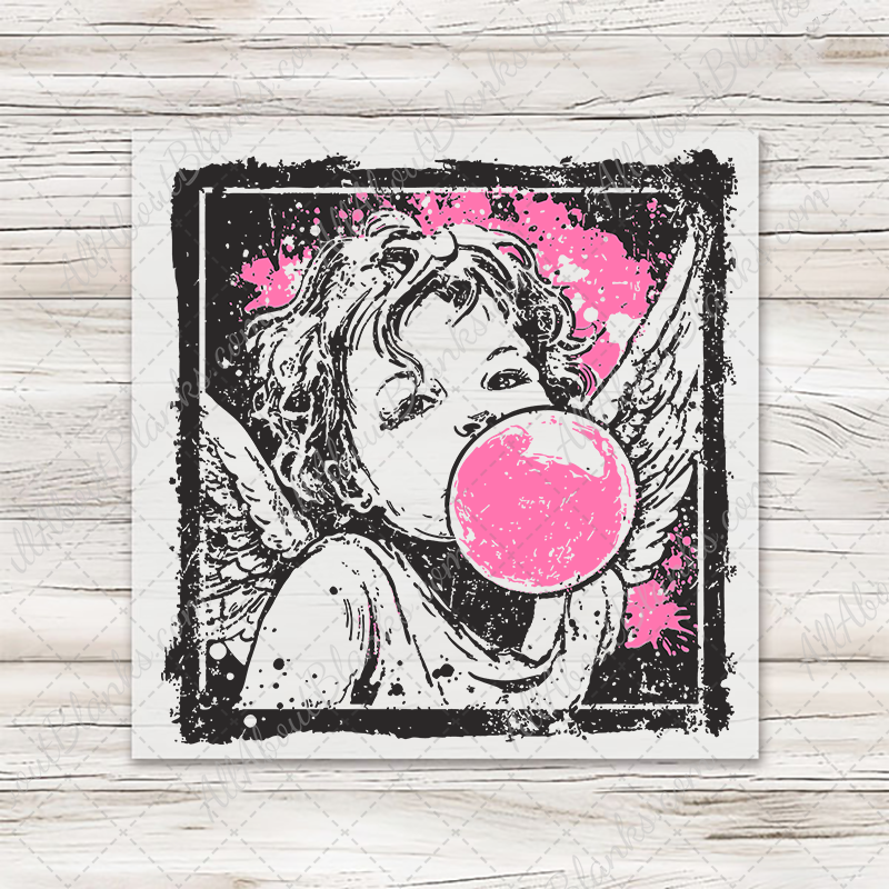 Screenprint Bubble Gum Cupid Transfer