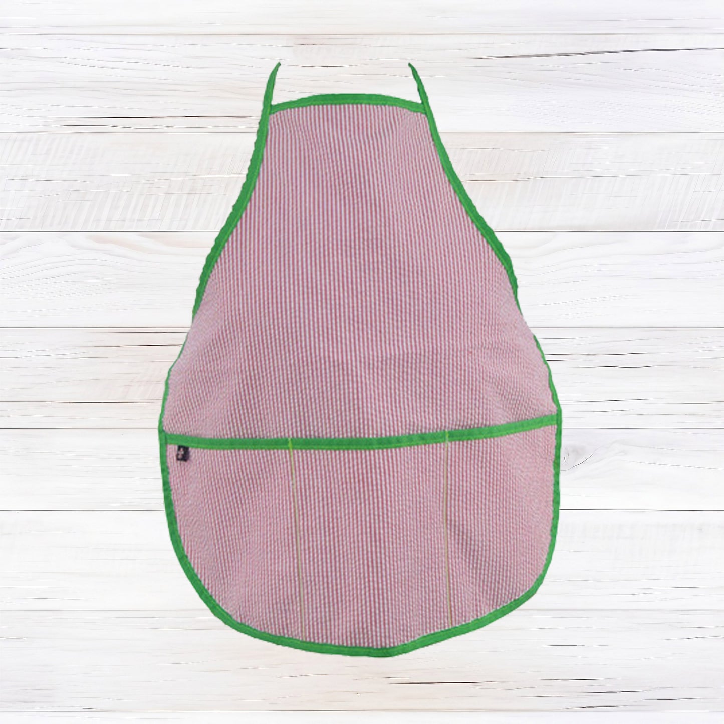 Seersucker Kids Apron - Christmas Red & Green