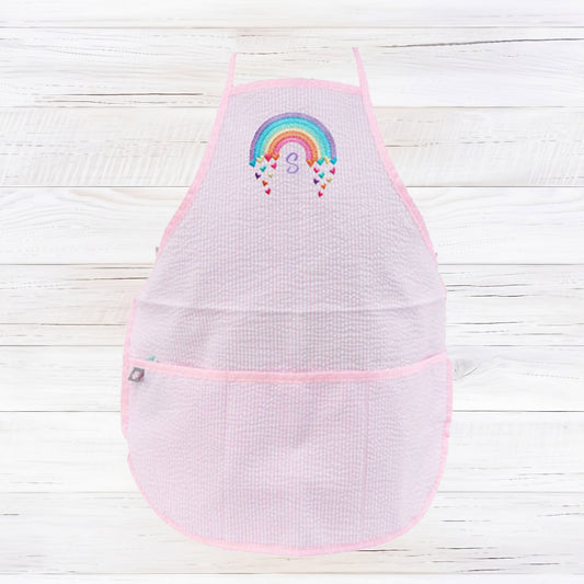 Seersucker Kids Apron - Pink Seersucker