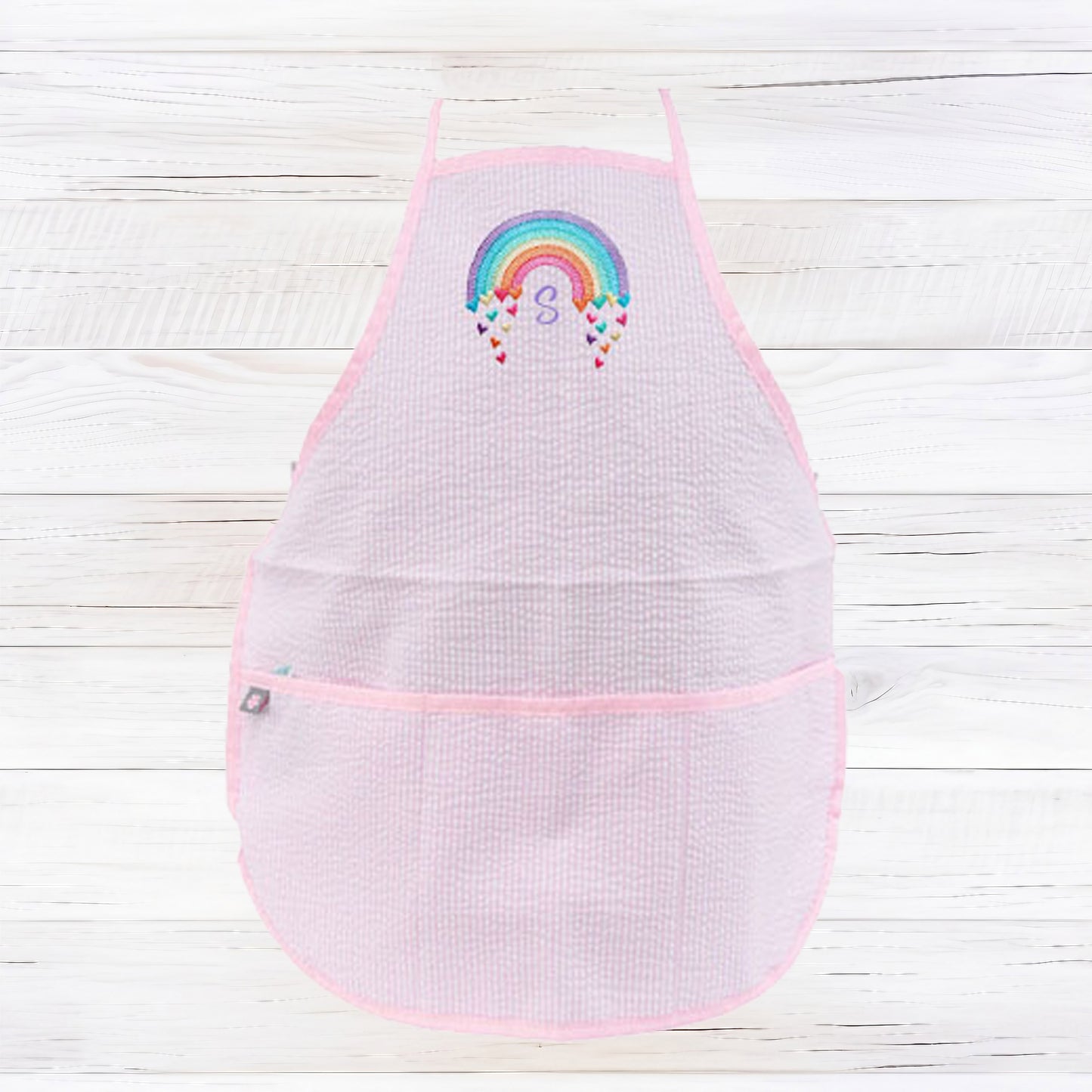 Seersucker Kids Apron - Pink Seersucker