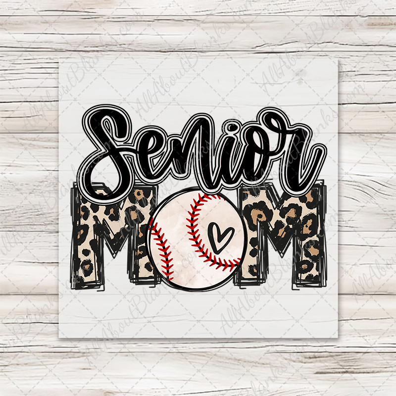 Senior Baseball Mom Leopard Print Transfer