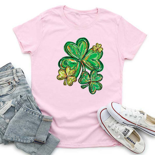 Shamrocks Faux Sequin DTF Transfer - T-SHIRT SIZE