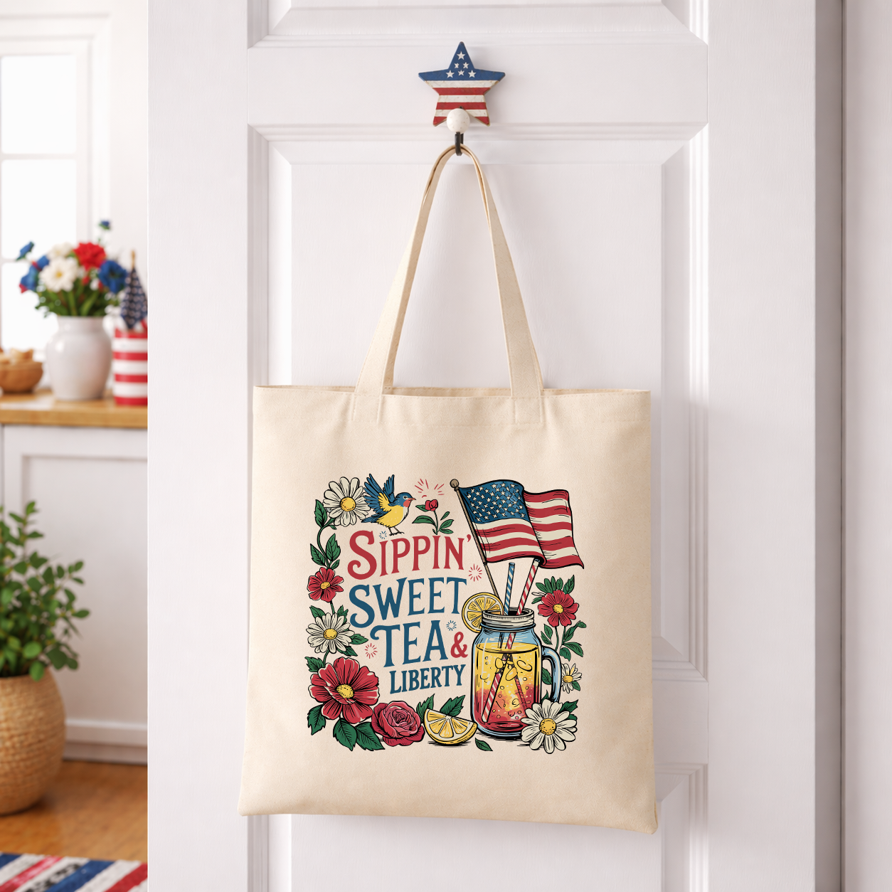 Sippin Sweet Tea & Liberty Transfer - T-SHIRT SIZE