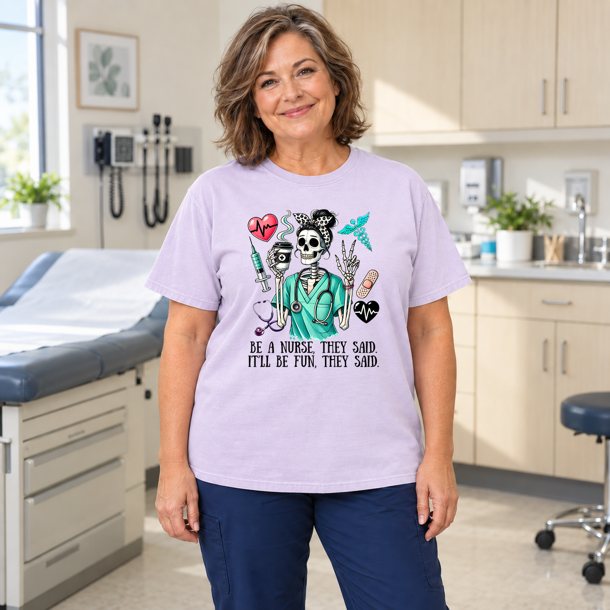 Be A Nurse They Said Skeleton Nurse Transfer - T-SHIRT SIZE