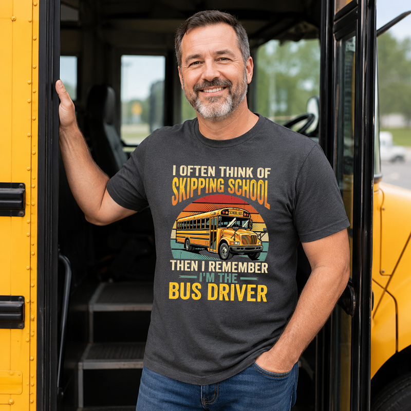Skipping School Bus Driver T-Shirt Transfer