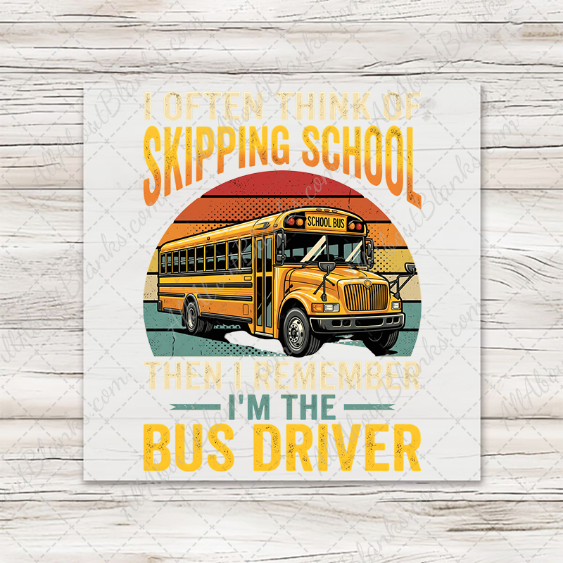 Skipping School Bus Driver T-Shirt Transfer