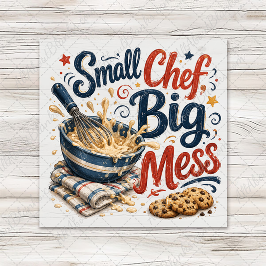 Small Chef Big Mess Transfer - Navy