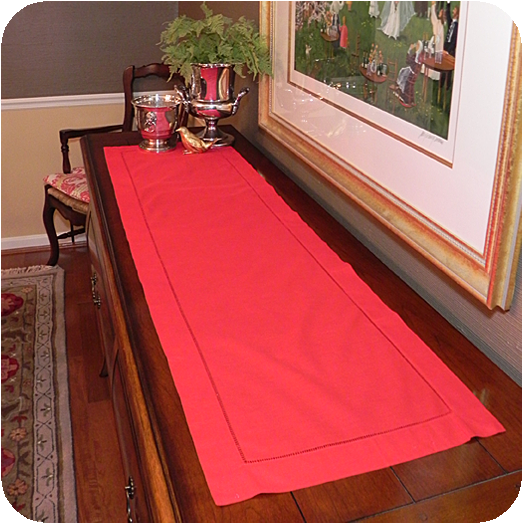 Solid Red Hemstitched Tablerunner