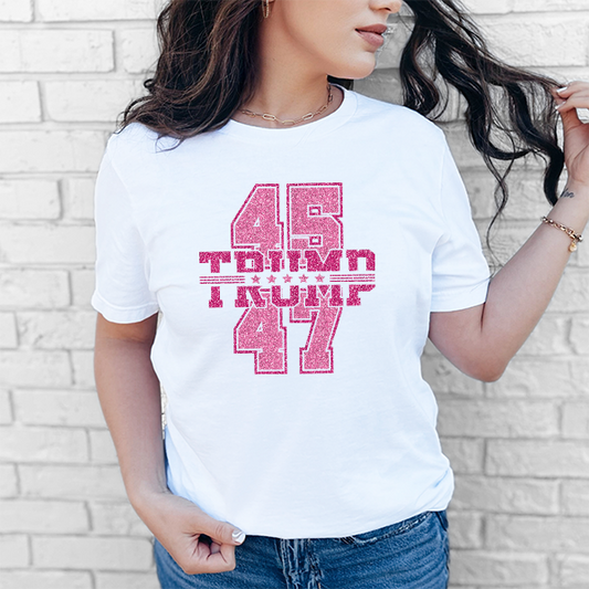 Sparkle Trump 45-47 Pink DTF Transfer - T-SHIRT SIZE