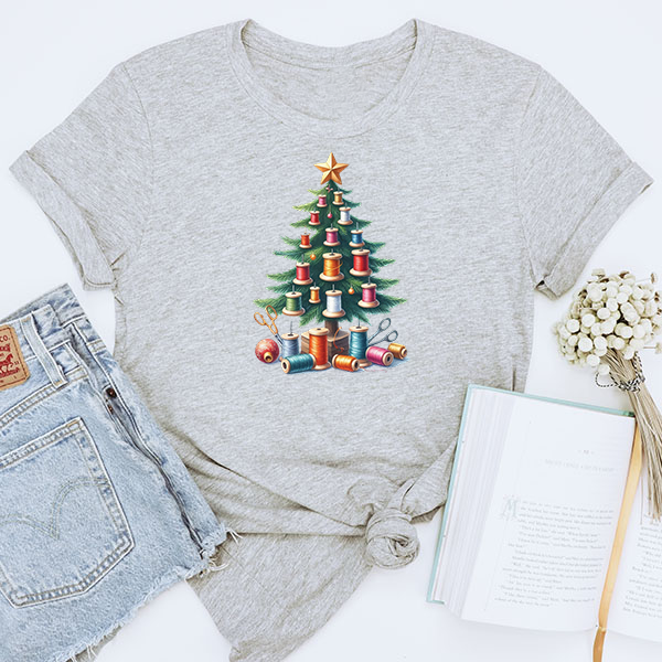 Spools Of Thread Christmas Tree DTF Transfer - T-SHIRT SIZE