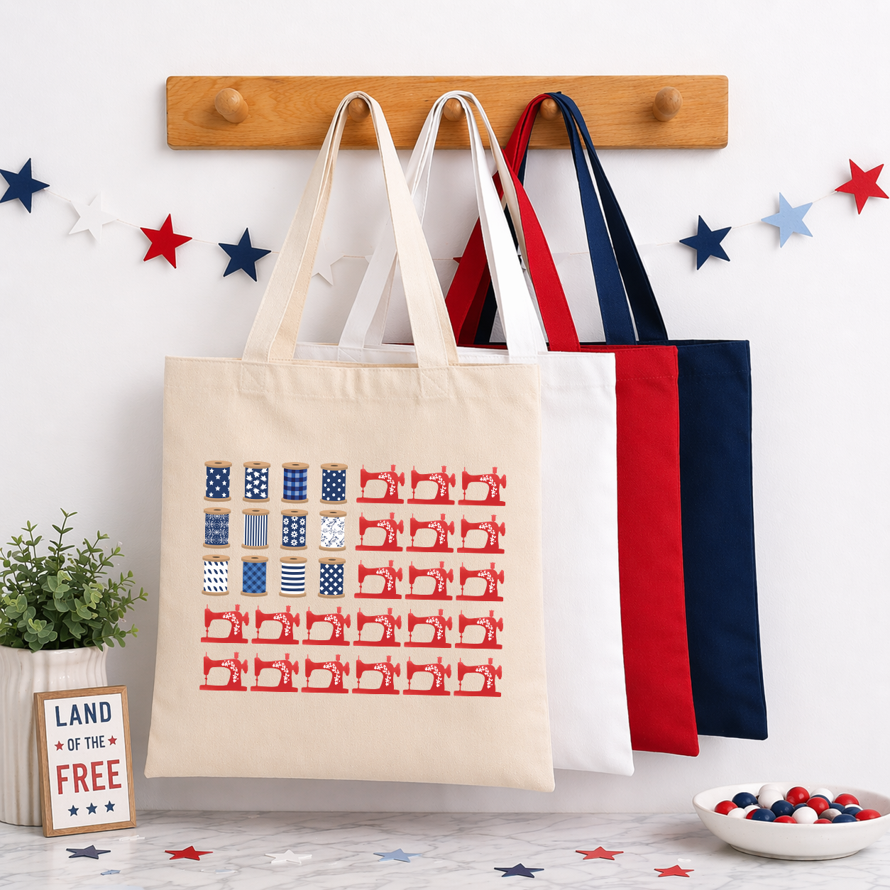 Spools & Stripes American Flag Transfer - T-SHIRT SIZE