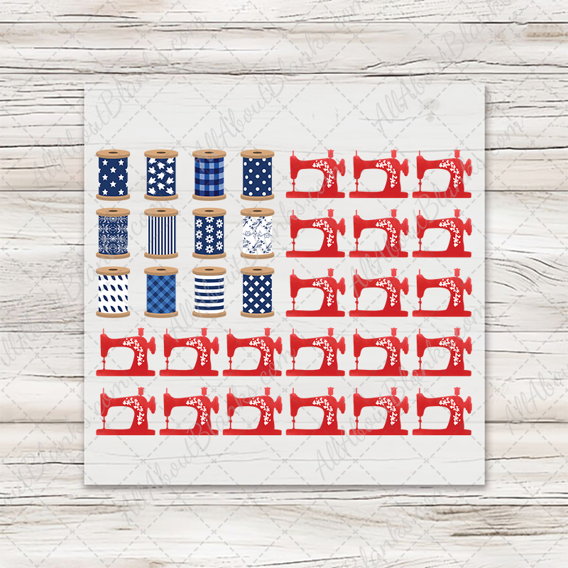 Spools & Stripes American Flag Transfer - T-SHIRT SIZE
