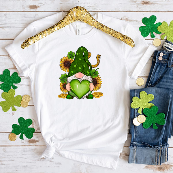 St. Patricks Day Gnome With Sunflower DTF Transfer - T-SHIRT SIZE
