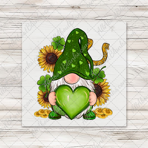 St. Patricks Day Gnome With Sunflower DTF Transfer - T-SHIRT SIZE