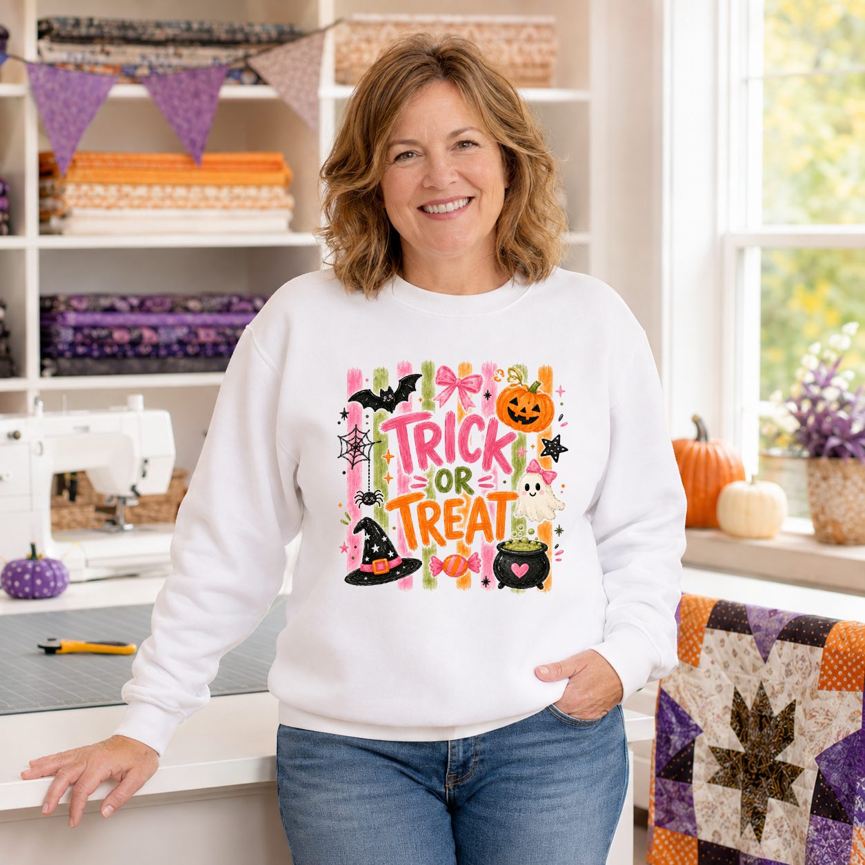 Striped Brushstroke Trick Or Treat Transfer