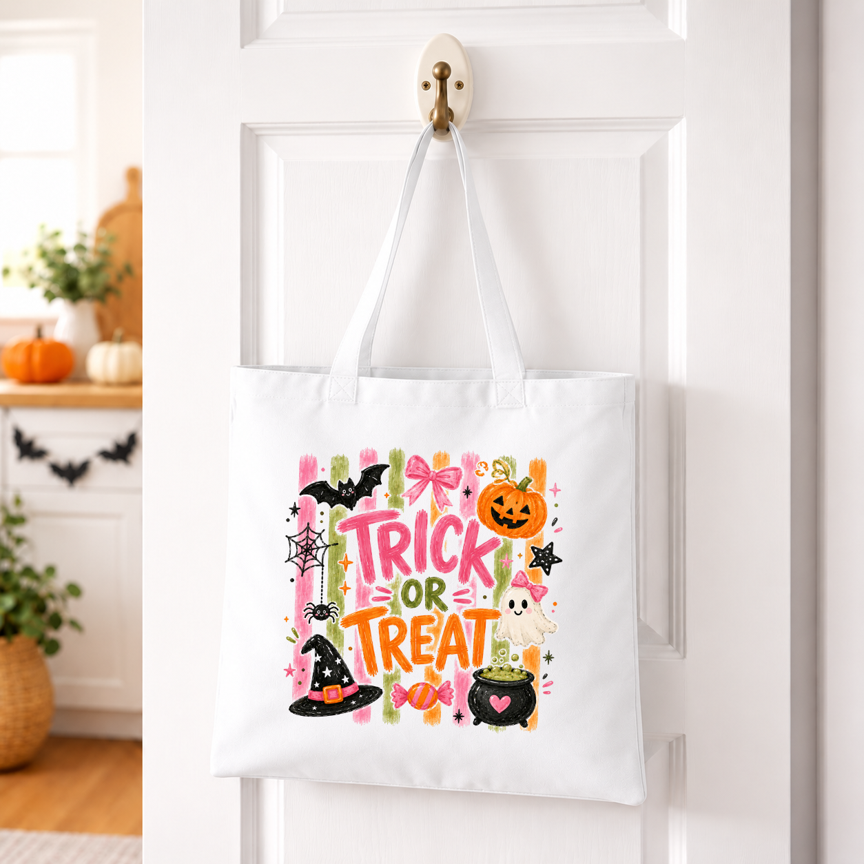 Striped Brushstroke Trick Or Treat Transfer