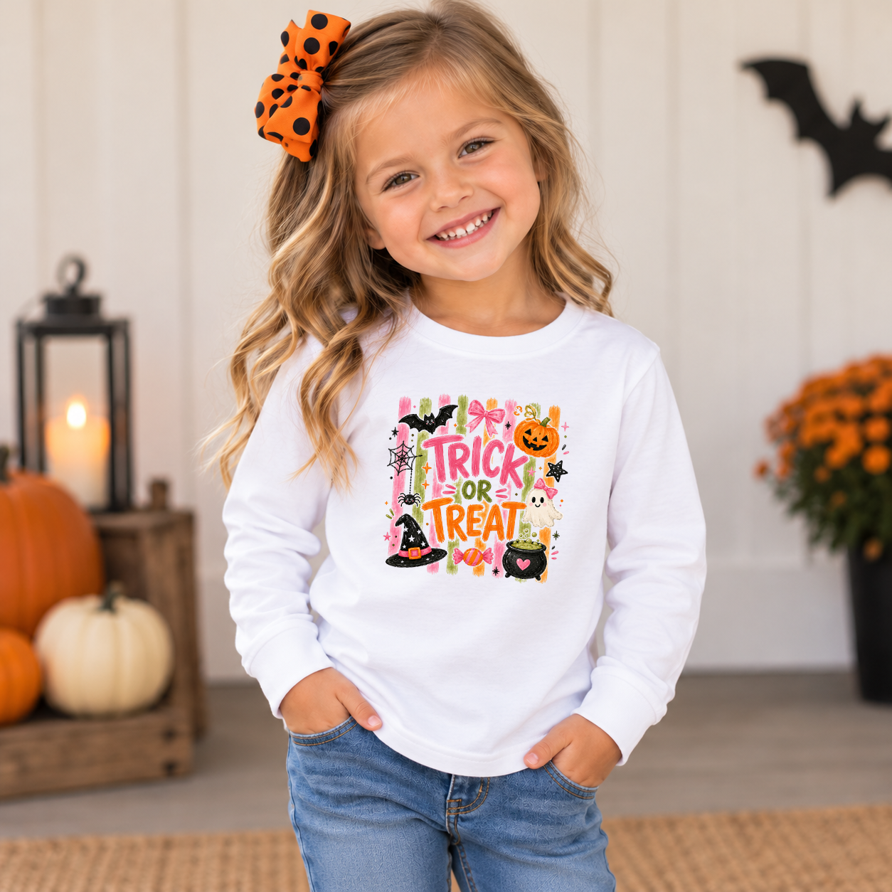 Striped Brushstroke Trick Or Treat Transfer