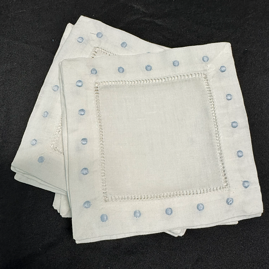Cocktail Napkins Blue Swiss Dots - Dozen Pack