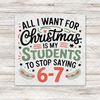 Teacher All I Want For Christmas 67 Preppy Transfer