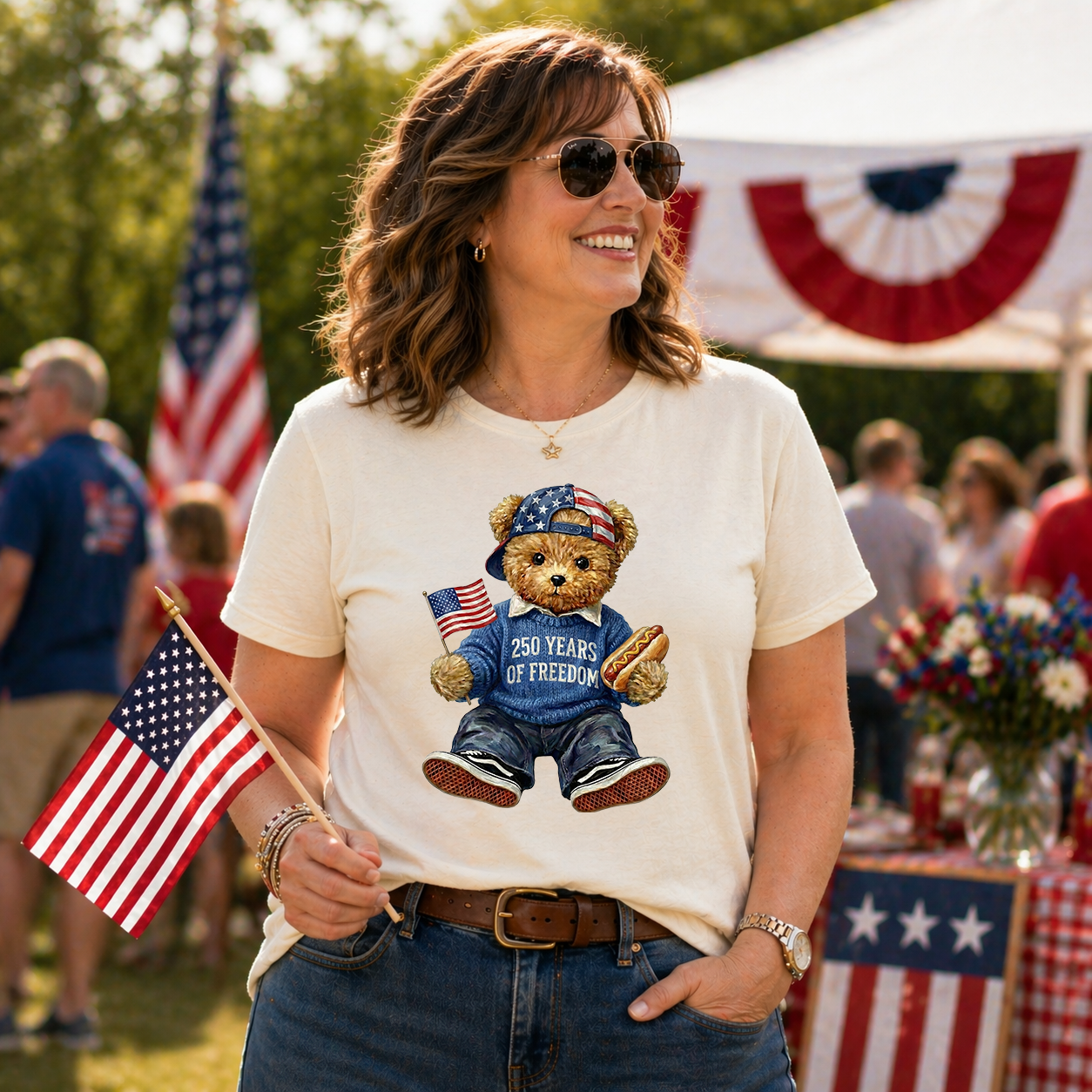 Teddy Bear 250th Transfer - T-SHIRT SIZE