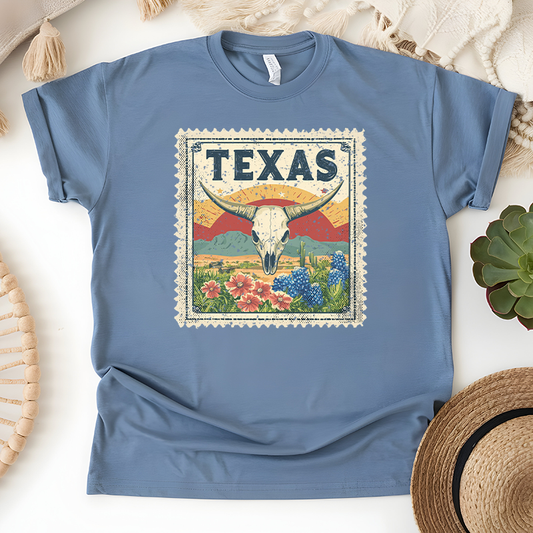 Texas Vintage Stamp Transfer - T-SHIRT SIZE